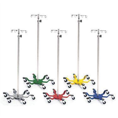Heavy-Duty Spider Leg Stainless Steel IV Pole with 6-Hook Top 6-Hook Top ,1 Each - Axiom Medical Supplies