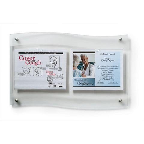 MarketLab Frost Framed Landscape Document Holder Double • 25"W x 1.5"D x 16"H ,1 Each - Axiom Medical Supplies