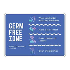 Hygiene Signs Adhesive Vinyl Germ Free Zone Sign • 7" x 10" ,1 Each - Axiom Medical Supplies