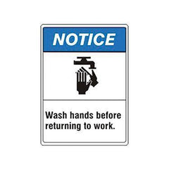 Hygiene Signs Plastic Bilingual Wash Hands Before Return Sign • 14" x 10" ,1 Each - Axiom Medical Supplies