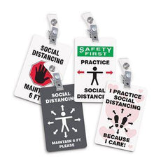 ID Badges Safety First, Social Distancing ,1 Each - Axiom Medical Supplies