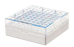Fisher Scientific Cryo Storage Box Nalgene™ 2 X 5-1/4 X 5-1/4 Inch White Polycarbonate 81 Vial Capacity - M-1075237-3267 - Pack of 4