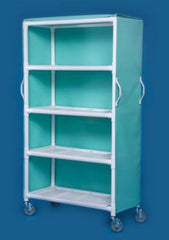 IPU Linen Cart with Cover 4 Shelves PVC 5 Inch Heavy Duty Casters, 2 Locking - M-550121-4611 - Each