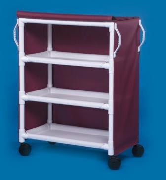 IPU Linen Cart with Cover 3 Shelves PVC 5 Inch Heavy Duty Casters, 2 Locking - M-550804-1105 - Each