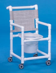 IPU Commode / Shower Chair ipu® Fixed Arm PVC Frame Mesh Back 17-1/4 Inch Seat Width