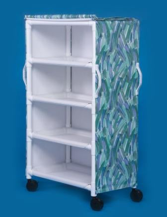 IPU Linen Cart with Cover 4 Shelves PVC 5 Inch Heavy Duty Casters, 2 Locking - M-648445-4740 - Each