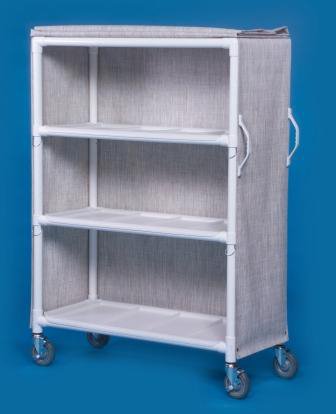 IPU Linen Cart with Cover 3 Shelves PVC 5 Inch Heavy Duty Casters, 2 Locking - M-671250-4114 - Each