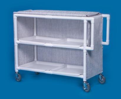 IPU Linen Cart with Cover 2 Shelves PVC 5 Inch Heavy Duty Casters, 2 Locking - M-688302-3367 - Each