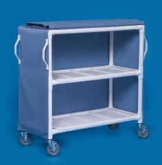 IPU Linen Cart with Cover 2 Shelves PVC 5 Inch Heavy Duty Casters, 2 Locking - M-704135-4372 - Each