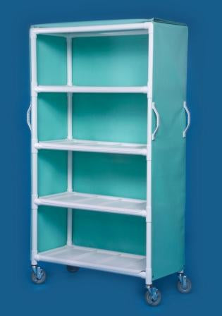 IPU Linen Cart with Cover 4 Shelves PVC 5 Inch Heavy Duty Casters, 2 Locking - M-704143-2336 - Each