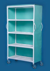 IPU Linen Cart with Cover 4 Shelves PVC 5 Inch Heavy Duty Casters, 2 Locking - M-704144-3137 - Each