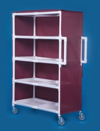 IPU Linen Cart with Cover 4 Shelves PVC 5 Inch Heavy Duty Casters, 2 Locking - M-704146-2179 - Each