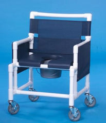 IPU Commode / Shower Chair ipu® Fixed Arm PVC Frame Mesh Back 24 Inch Seat Width