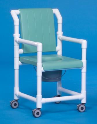 IPU Commode / Shower Chair ipu® Fixed Arm PVC Frame Mesh Back 17-1/4 Inch Seat Width