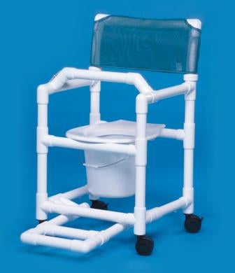 IPU Commode / Shower Chair Standard Fixed Arm PVC Frame Mesh Back