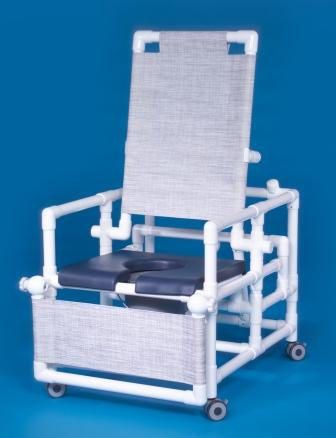 IPU Commode / Shower Chair Deluxe Oversize Fixed Arm PVC Frame Reclining Back