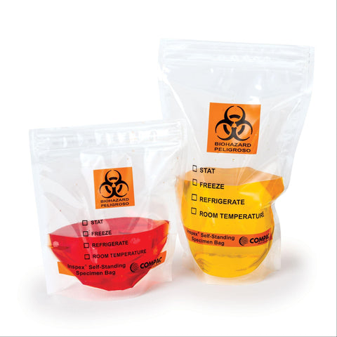 Inspex Self-Standing Specimen Bag 6"W x 9"H ,1000 / pk - Axiom Medical Supplies