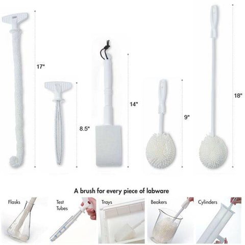 Lab Cleaning Brushes Glassware Washing Set with Wall Mount • Hardware not included ,1 Each - Axiom Medical Supplies
