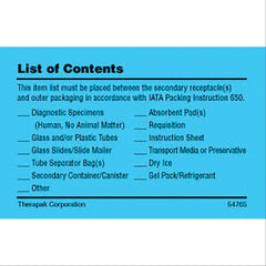 List of Contents Card List of Contents Card • 4.25"W x 2.75"H ,100 per Paxk - Axiom Medical Supplies