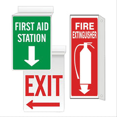 Location Signs Glow First Aid Station Ceiling Sign with Arrow • 10"W x 13"L ,1 Each - Axiom Medical Supplies
