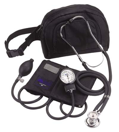 Mabis Healthcare Aneroid Sphygmomanometer Combo Kit Fanny Pack Essentials Kit Adult Size Nylon Cuff 22 Inch Stethoscope Tube Dual Head Stethoscope