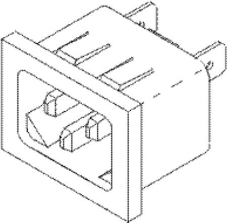 Midmark AC Connector Receptacle 1/4 Inch Tabs, Panel Cutout: 787 X 1.083 Inch, Snap-In