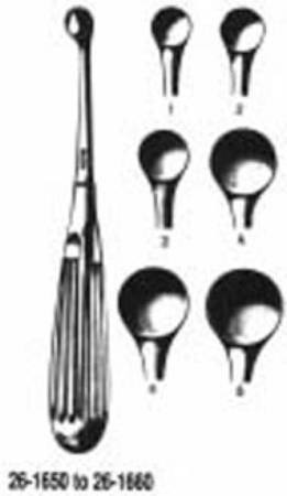 Miltex Bone Curette Miltex® Bruns 6-3/4 Inch Length Single-ended Hollow Handle with Grooves Size 4, 11 mm Tip Straight Round Cup Tip - M-249880-4052 - Each