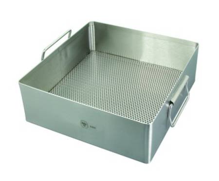 Sterilization Tray Miltex® Rolled Edge Perforated Bottom Stainless Steel 3-1/2 X 10 X 10-1/2 Inch