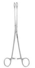 Sponge Forceps MeisterHand® Foerster 9-1/2 Inch Length Surgical Grade German Stainless Steel NonSterile Ratchet Lock Finger Ring Handle Curved Serrated Fenestrated Oval Tips