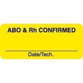 Blood Bank Labels MarketLab ABO/RH Confirmed Label, Yellow PK1000 ,1000 / pk - Axiom Medical Supplies