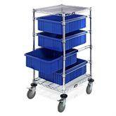 4-Container Divider Box Cart 4-Shelf Divider Box Cart • Frame: 21"W x 24"D x 45"H • Boxes: 17.5"W x 22.5"D x 6"H ,1 Each - Axiom Medical Supplies