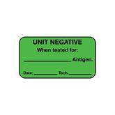 Blood Bank Labels "Unit Negative" • FL Green • 1.625"W x 0.875"H ,560 / pk - Axiom Medical Supplies