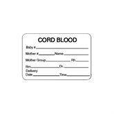 Blood Bank Labels "Cord Blood" • White • 3"W x 2"H ,320 / pk - Axiom Medical Supplies