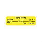 Blood Bank Labels "Cord Blood" • Yellow • 3"W x 0.875"H ,320 / pk - Axiom Medical Supplies