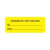 Checked/Inspection Labels "Assembled and Checked" • FL Yellow • 2.25"W x 0.88"H ,420 / pk - Axiom Medical Supplies