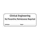 Clinical Engineering Dept Labels "Clinical Engineering No Preventive Mmaintenance Required" • White • 2.25"W x 0.88"H ,420 / pk - Axiom Medical Supplies