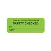 Clinical Engineering Dept Labels "Clinical Engineering Dept Safety Checked" • FL Green • 2.25"W x 0.88"H ,420 / pk - Axiom Medical Supplies