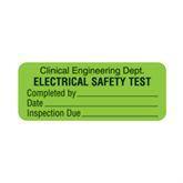 Clinical Engineering Dept Labels "Clinical Engineering Dept Electrical Safety Test" • FL Green • 2.25"W x 0.88"H ,420 / pk - Axiom Medical Supplies