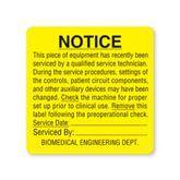 Biomedical Engineering Dept Labels "Notice" Biomedical Engineering Dept." • FL Yellow • 2.5"W x 2.5"H ,380 / pk - Axiom Medical Supplies