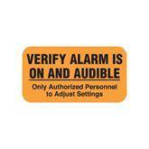 Equipment Ready/Attention Labels "Verify Alarm Is On And Audible" • FL Orange • 1.63"W x 0.88"H ,560 / pk - Axiom Medical Supplies