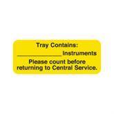 Autoclavable Central Service Labels "Tray Contains" Instruments Label • Yellow ,420 / pk - Axiom Medical Supplies