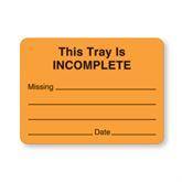 Autoclavable Central Service Labels "This Tray is Incomplete" Label • Orange ,400 / pk - Axiom Medical Supplies