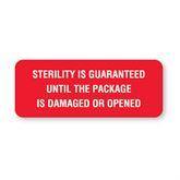 Autoclavable Central Service Labels "Sterility Guaranteed" • Red • 2.25"W x 0.88"H ,420 / pk - Axiom Medical Supplies