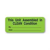 Central Service Labels "This Unit Assembled in Clean Condition" • FL Green • 2.25"W x 0.88"H ,420 / pk - Axiom Medical Supplies