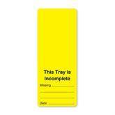 Central Service Labels "This Tray is Incomplete" • FL Yellow • 2"W x 5"H ,195 / pk - Axiom Medical Supplies