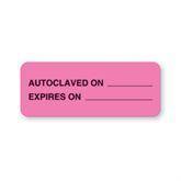 Central Service Labels "Autoclaved On" • FL Pink • 2.25"W x 0.88"H ,420 / pk - Axiom Medical Supplies