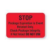 Central Service Labels "Stop Package Expiration" • Red • 1.75"W x 1.13"H ,150 / pk - Axiom Medical Supplies