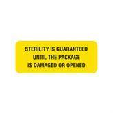 Central Service Labels "Sterility Guaranteed" • Yellow • 2.25"W x 0.88"H ,420 / pk - Axiom Medical Supplies