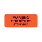 Central Service Labels "Warning Steam Autoclave" • FL Red • 2.25"W x 0.88"H ,420 / pk - Axiom Medical Supplies