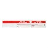 Status Identification Bands "Caution Out Of Order" • Red • 12"W x 2"H ,100 per Paxk - Axiom Medical Supplies